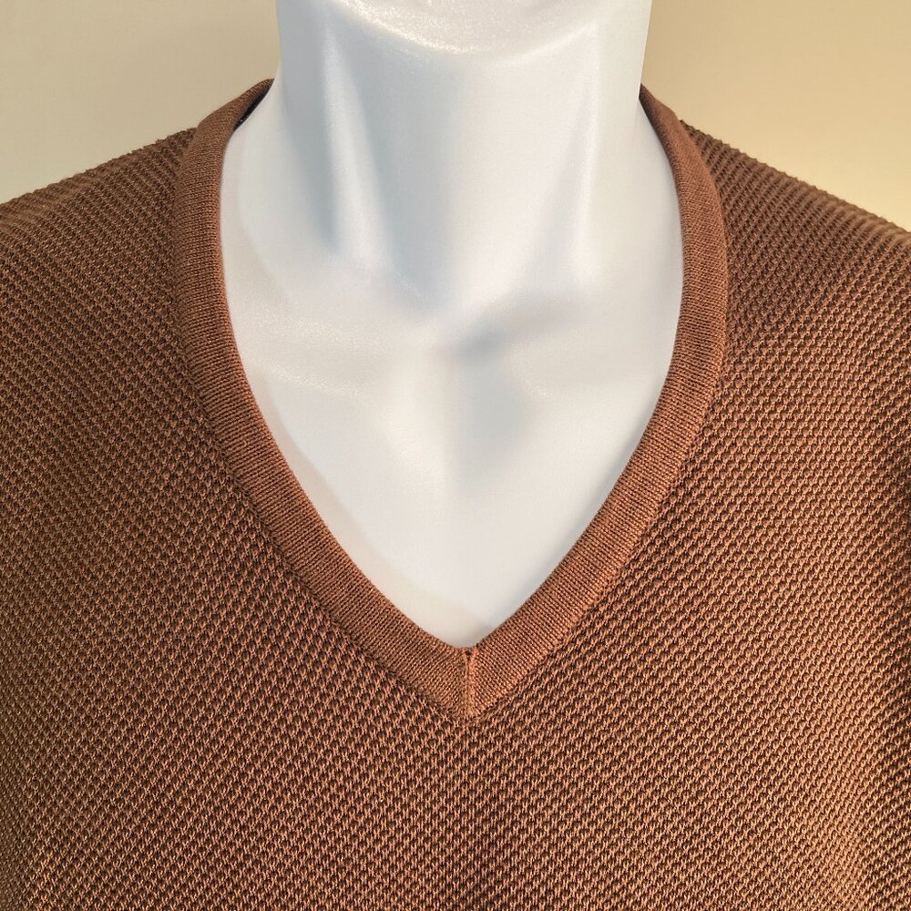 🍂 St. Croix Men’s V-Neck Sweater Brown Long Sleeve Knit Pullover Size L EUC 👔